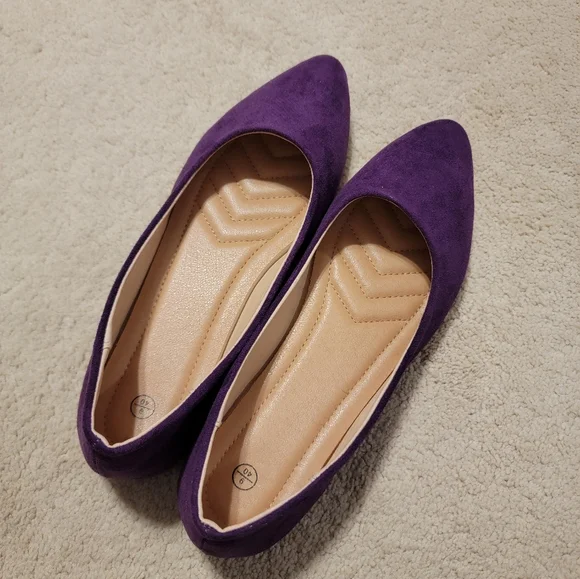 Purple Suede Women's Flats - Picture 2 of 5